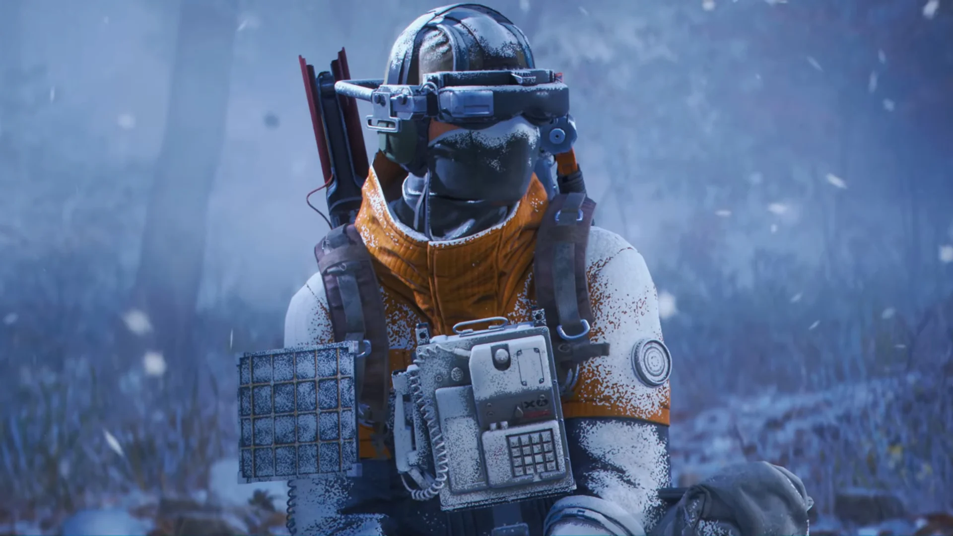 ARC Raiders personagem lutando contra máquinas em ambiente nevado