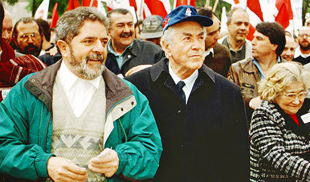 Lula e Leonel Brizola durante a terceira candidatura presidencial de Lula, em 1998