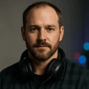 Foto de perfil de Brian Merrygold gerada por IA, usada no Videogamer como se fosse um jornalista real