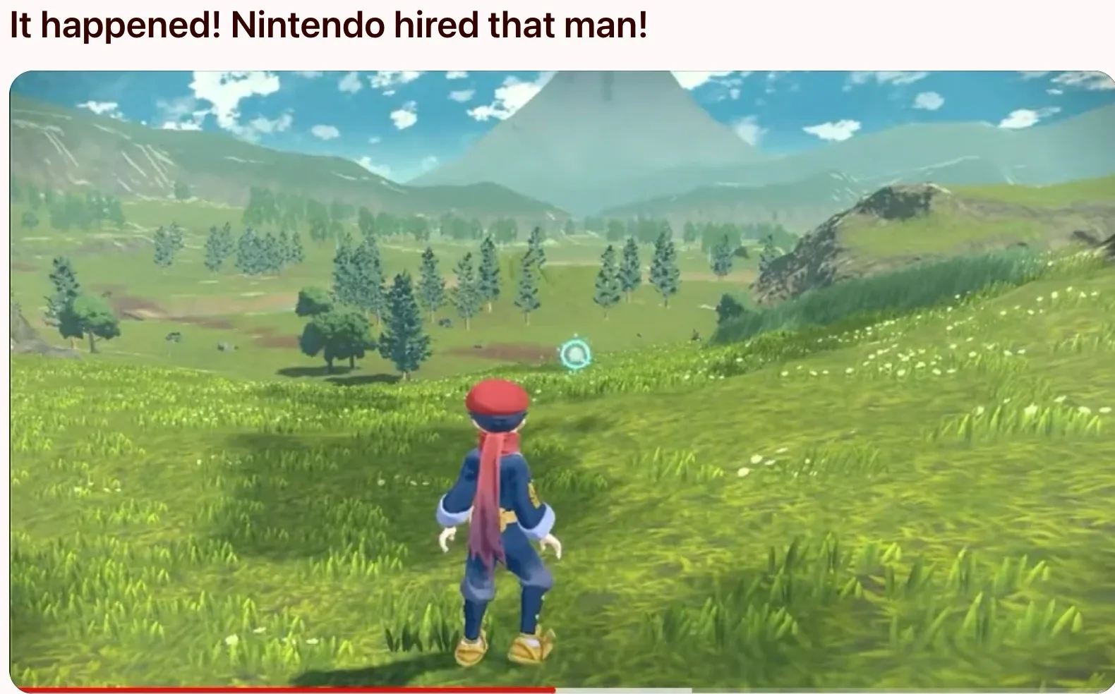 Print viral com a legenda "It happened! Nintendo hired that man!" sobre uma captura de tela de jogo da Nintendo
