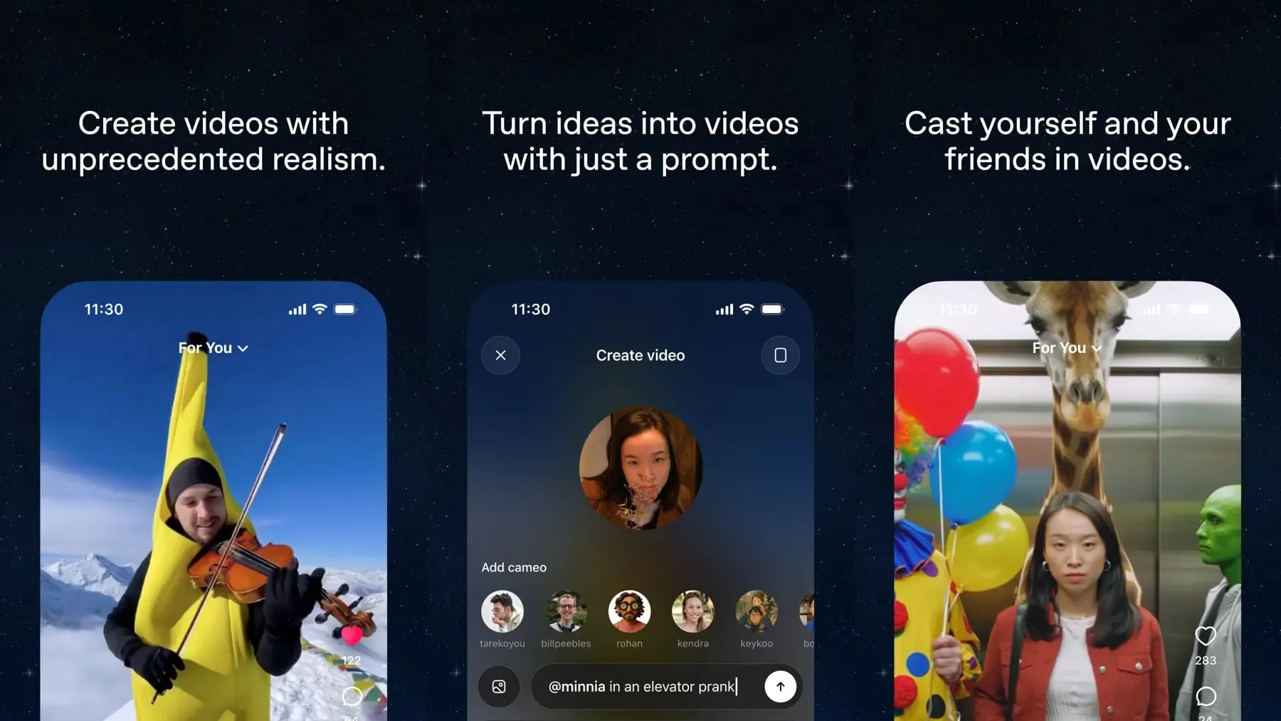 Interface do app Sora da OpenAI, plataforma de geração de vídeo com IA que foi descontinuada