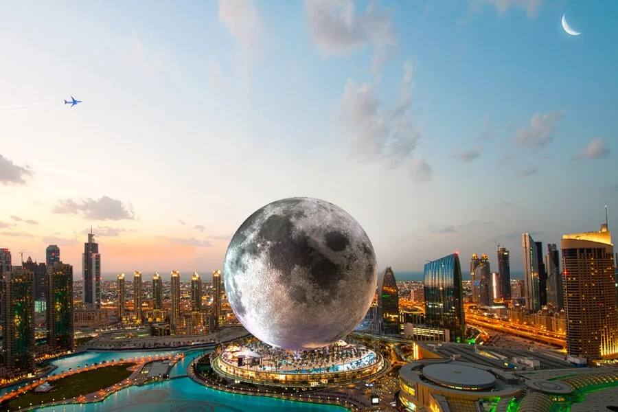 Moon World Resorts Las Vegas rendering sphere night