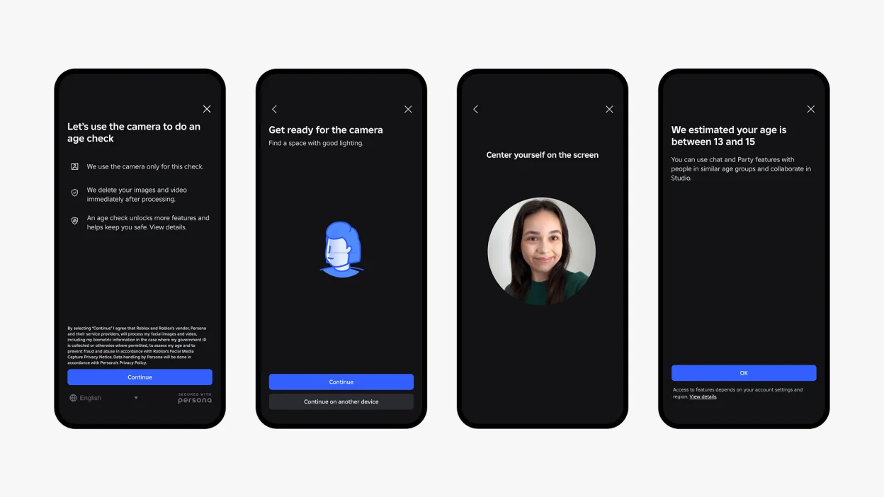 Roblox mobile app interface showing verification screen