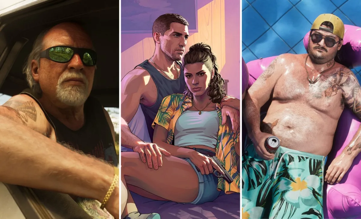 Arte oficial de GTA VI com os protagonistas Jason e Lucia