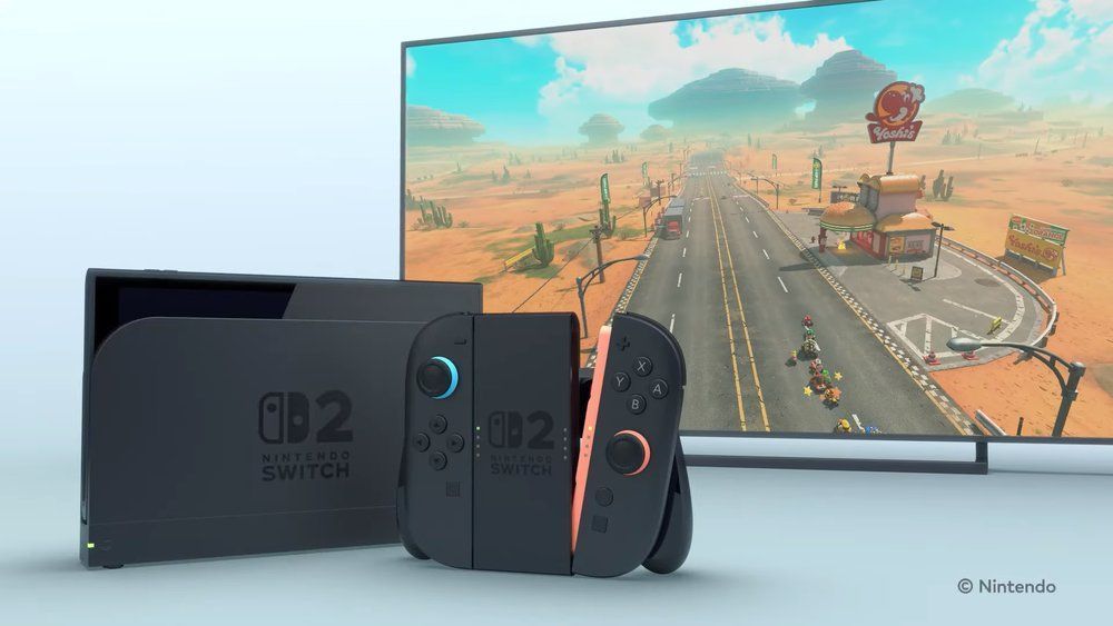Nintendo Switch 2 sobre superfície branca